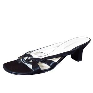 Naturalizer 875N19 Womens Strappy Kitten Heel Mules Size 8.5 Dress Sandals Black